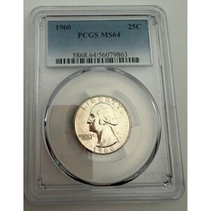 1960 Washington Quarter PCGS MS64 Graded 90% Silver 25C Coin